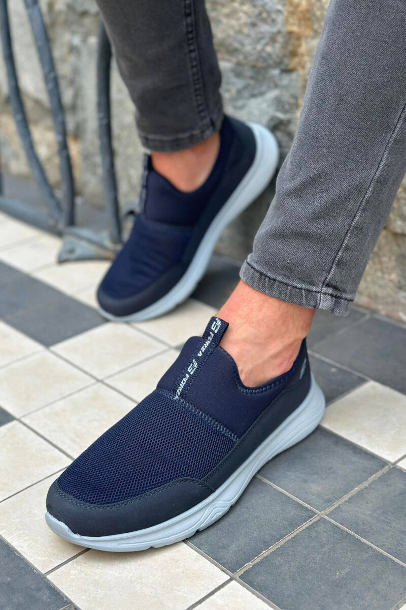 SLIP ON SIMPLE MEN SNEAKERS GREY-BLUE/ GRBL - 1