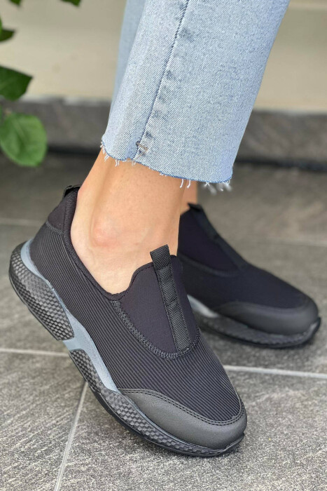 SLIP ON WOMEN SNEAKERS BLACK-GREY/ZEGR - 4