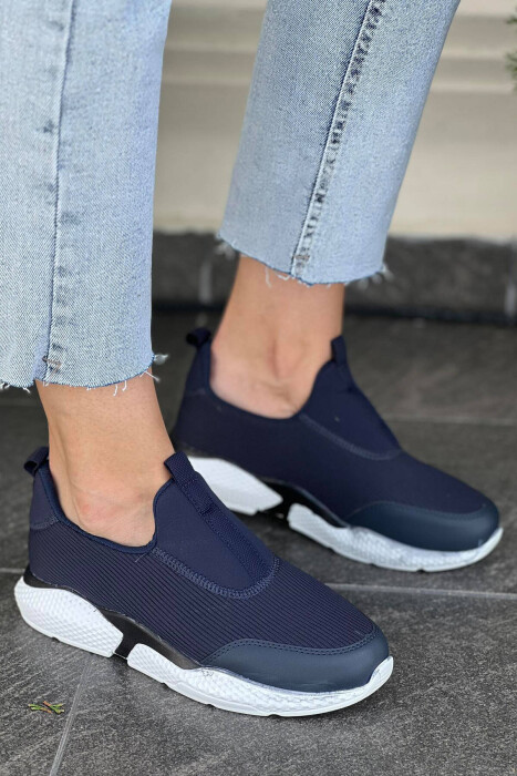 SLIP ON WOMEN SNEAKERS BLUE-WHITE/BLBA - 3