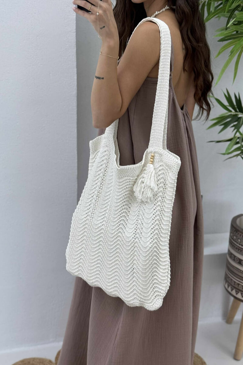 SMALL DETAIL CROCHET BEACH WOMEN BAG CREAM/KREM - 2