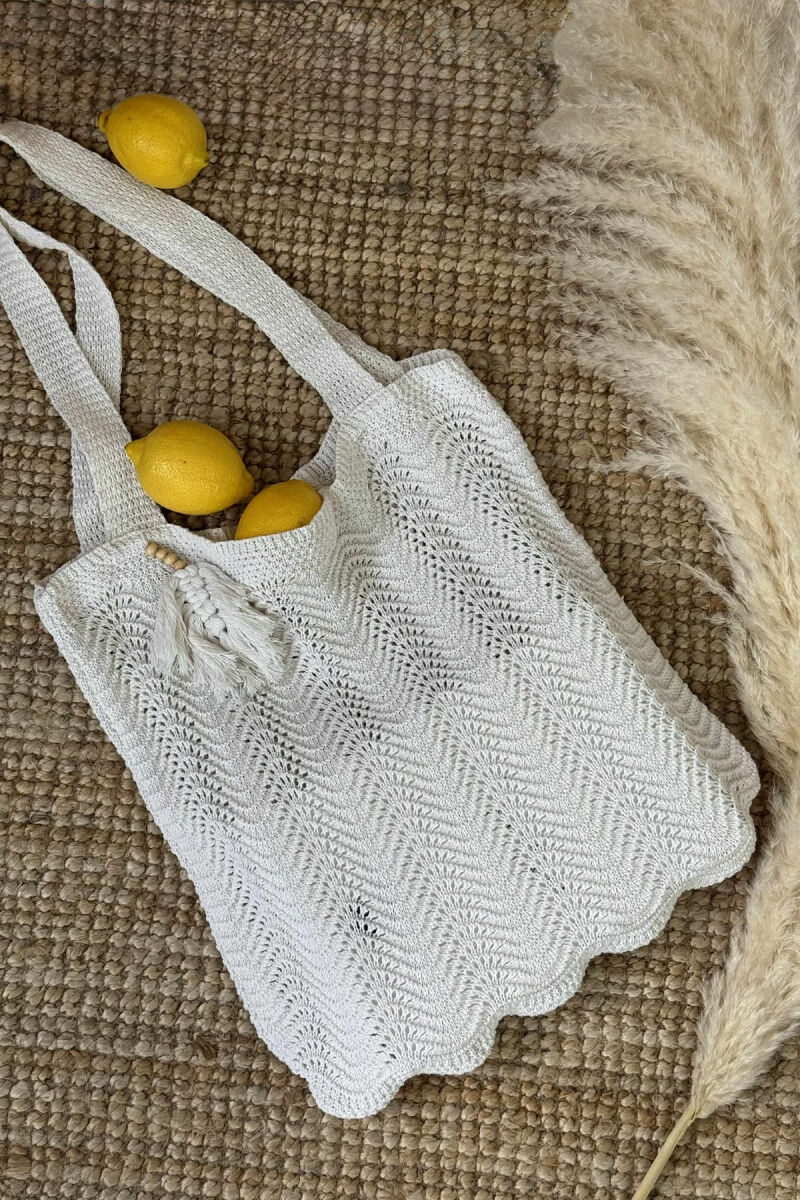 SMALL DETAIL CROCHET BEACH WOMEN BAG CREAM/KREM - 3
