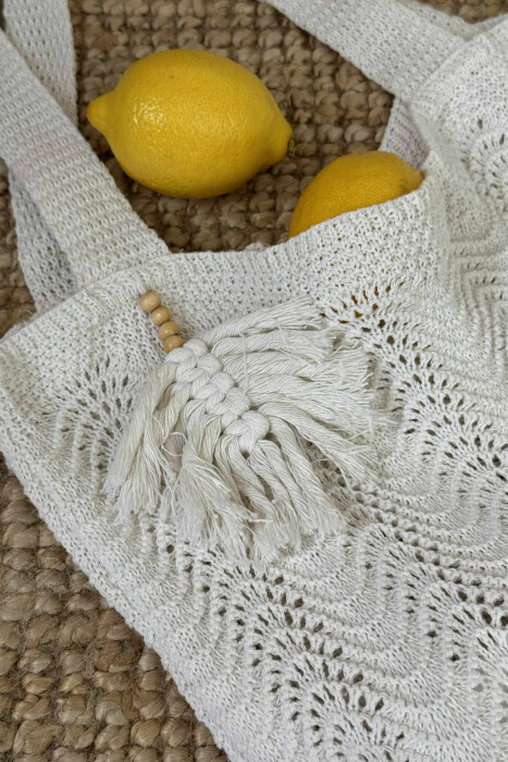 SMALL DETAIL CROCHET BEACH WOMEN BAG CREAM/KREM - 4