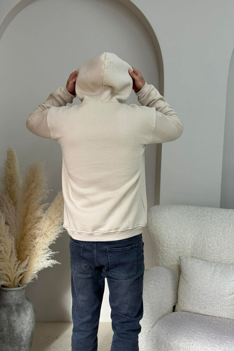 SMALL DETAIL ONE COLOR FLUFFY MEN HOODIE BEIGE/BEZHE - 5
