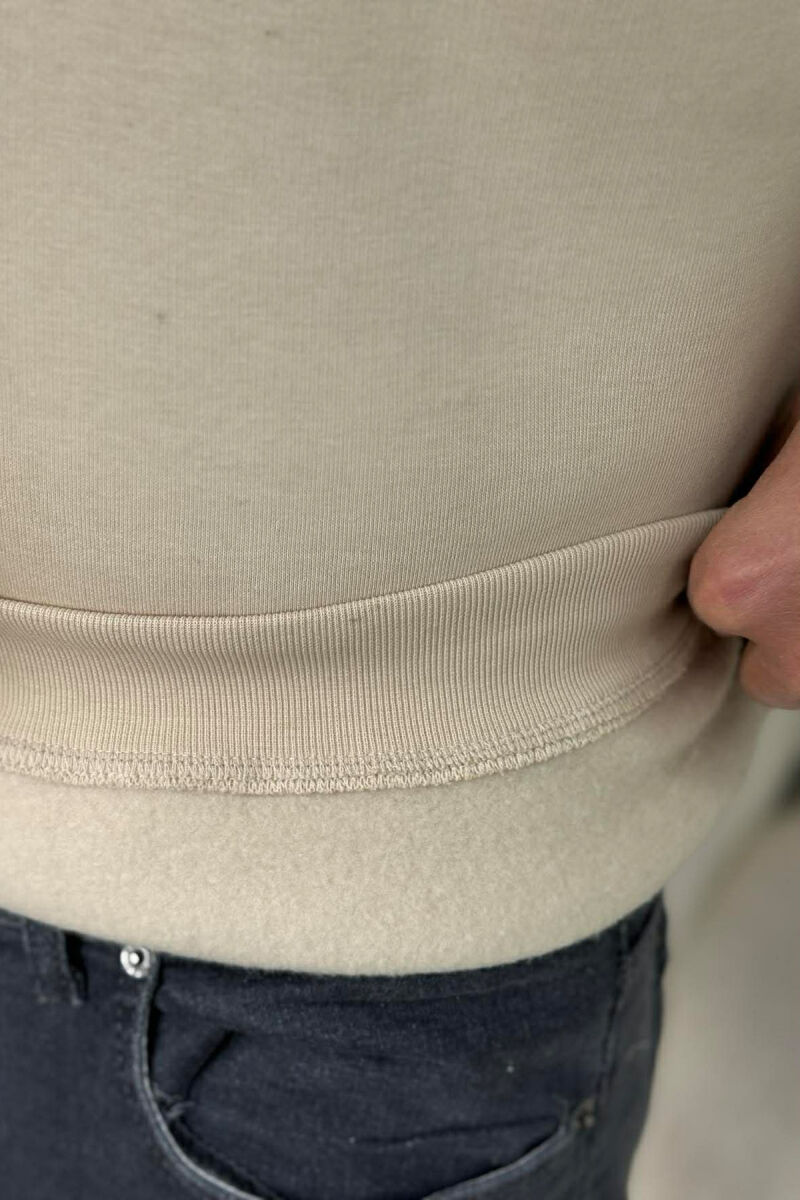 SMALL DETAIL ONE COLOR FLUFFY MEN HOODIE BEIGE/BEZHE - 4