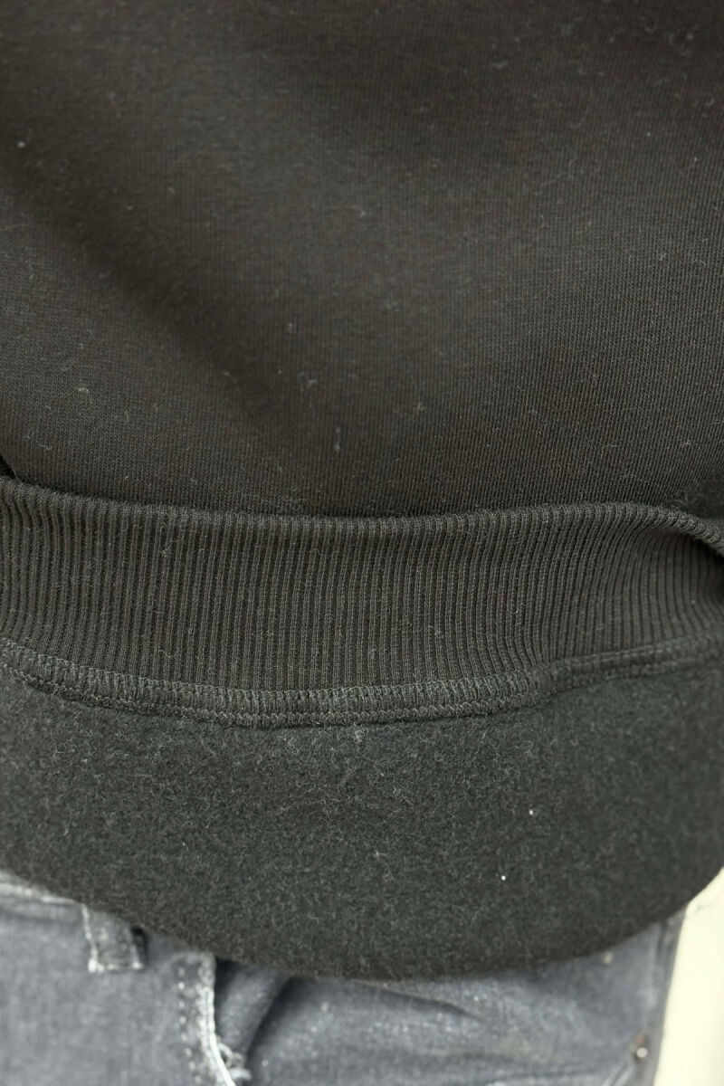 SMALL DETAIL ONE COLOR FLUFFY MEN HOODIE BLACK/ E ZEZE - 4