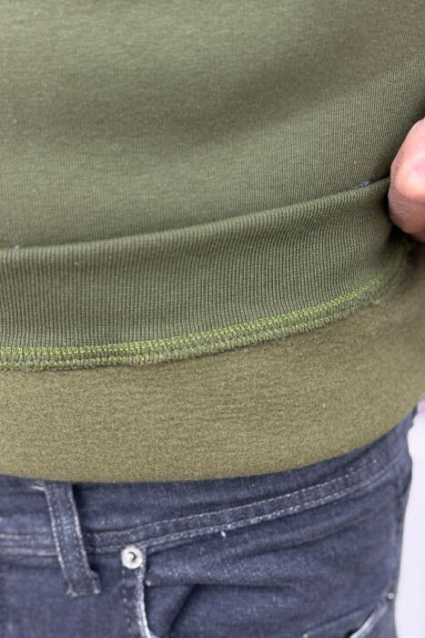 SMALL DETAIL ONE COLOR FLUFFY MEN HOODIE GREEN/JESHILE - 4
