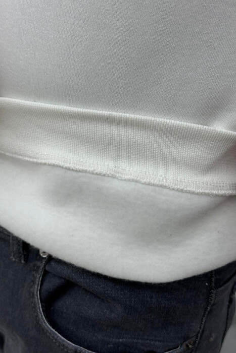 SMALL DETAIL ONE COLOR FLUFFY MEN HOODIE WHITE-E BARDHE - 4