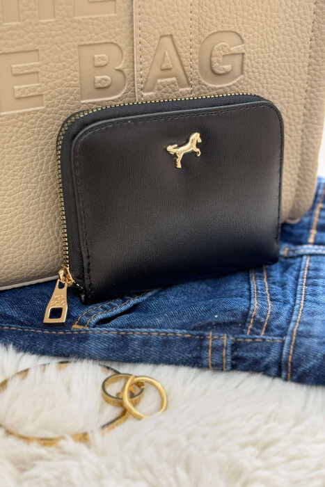 SMALL DETAIL ONE COLOR WOMEN WALLET BLACK/ E ZEZE 