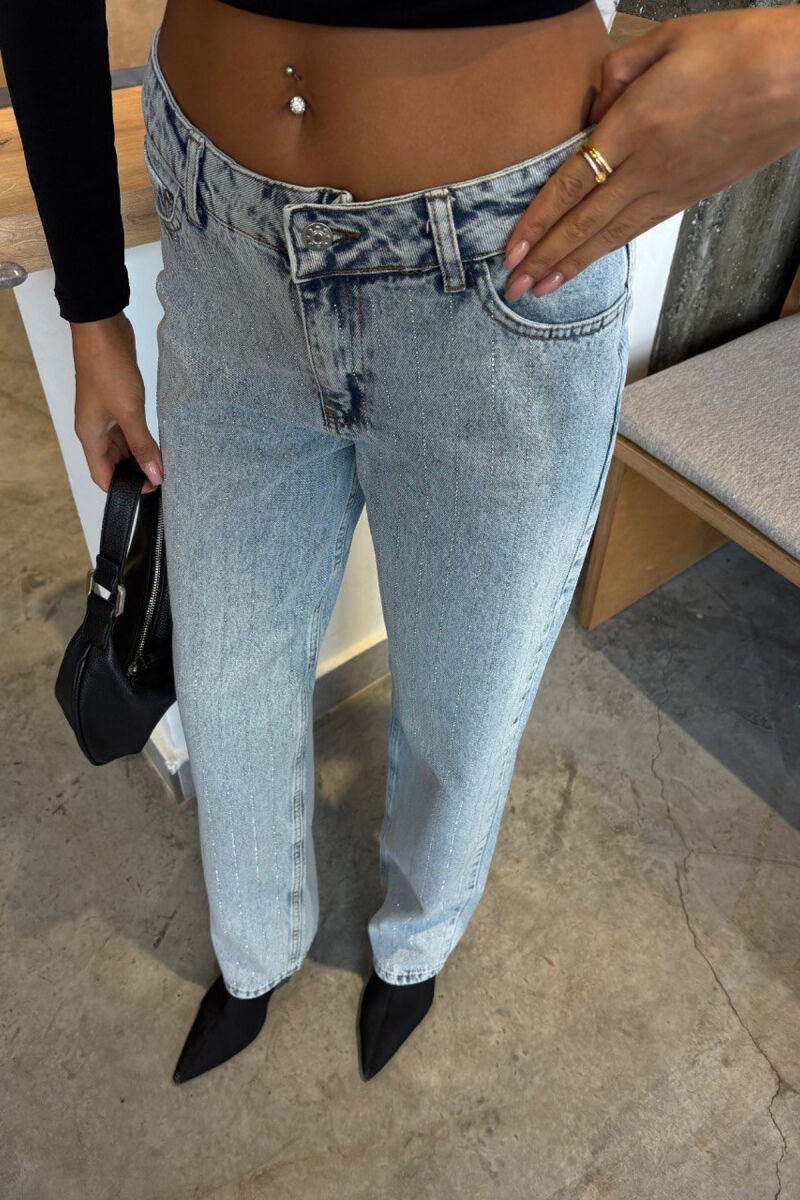 SMALL DIAMONDS DETAILS WIDE LEG WOMEN JEANS LIGHTBLUE/BZ - 3