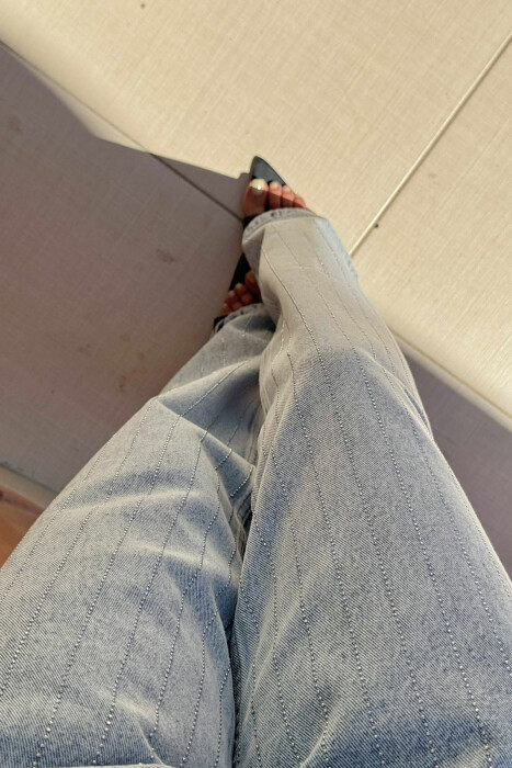 SMALL DIAMONDS DETAILS WIDE LEG WOMEN JEANS LIGHTBLUE/BZ - 2