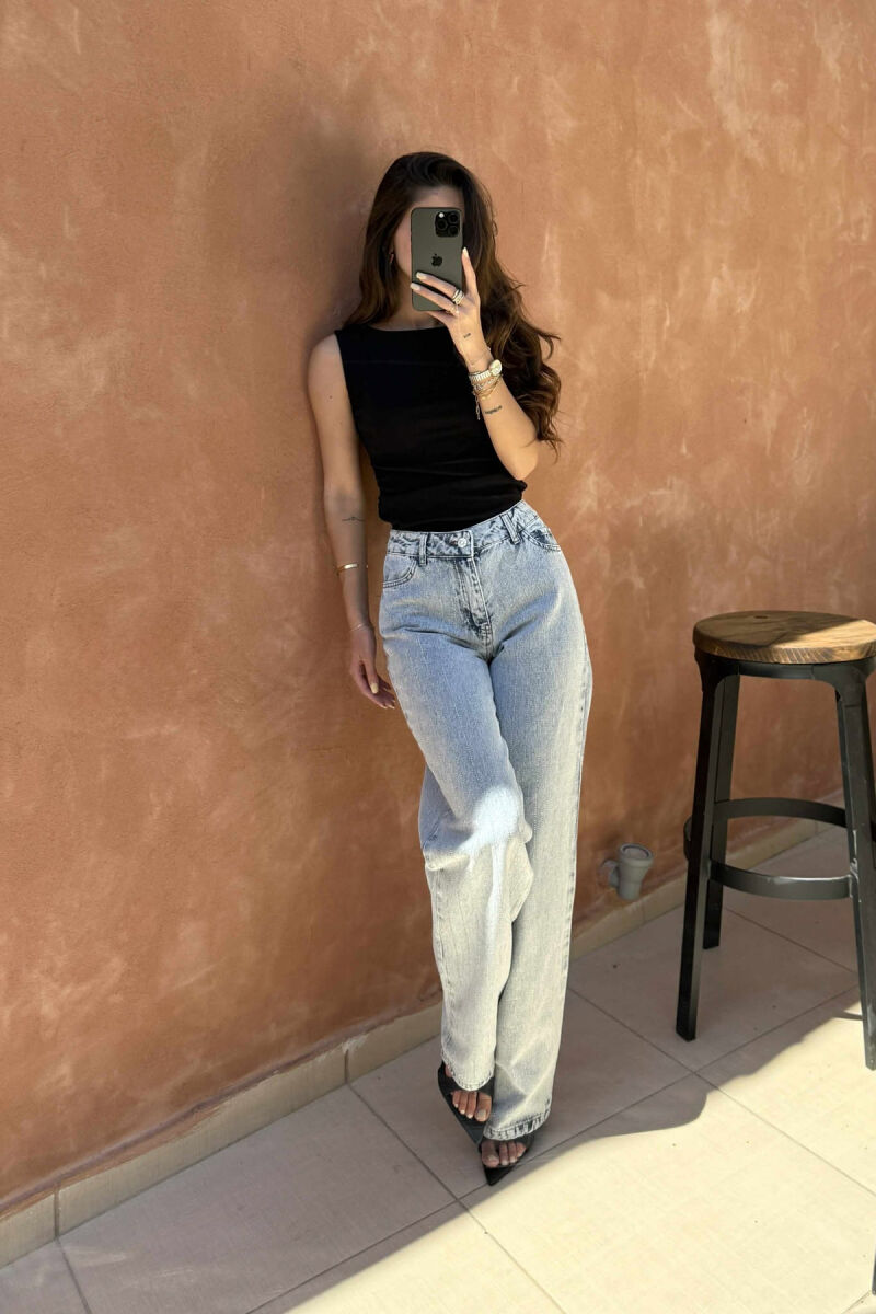 SMALL DIAMONDS DETAILS WIDE LEG WOMEN JEANS LIGHTBLUE/BZ - 3