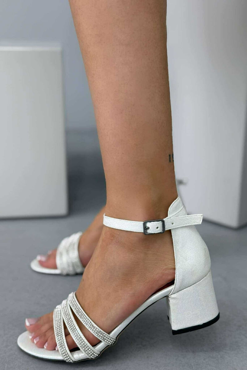 SMALL DIAMONDS THIN STRAPS HIGH HEEL WOMEN SANDALS SILVER/ARGJEND - 1