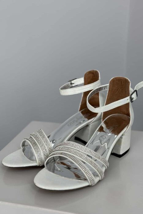 SMALL DIAMONDS THIN STRAPS HIGH HEEL WOMEN SANDALS SILVER/ARGJEND - 3
