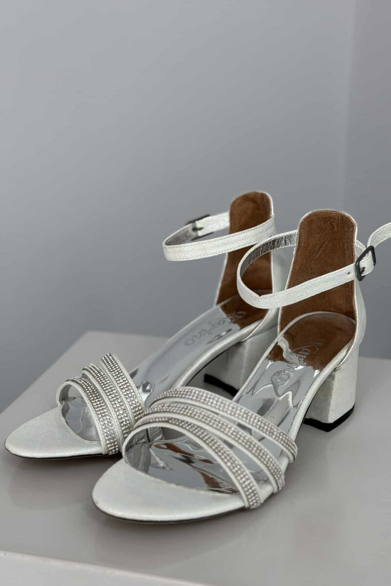 SMALL DIAMONDS THIN STRAPS HIGH HEEL WOMEN SANDALS SILVER/ARGJEND - 3