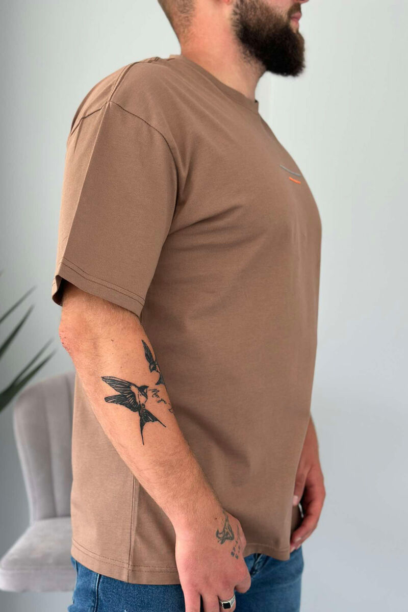 SMALL FRONT WRITTINGS MEN T-SHIRT BROWN/KAFE - 3