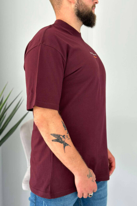 SMALL FRONT WRITTINGS MEN T-SHIRT BURGUNDY/VISHNJE - 3