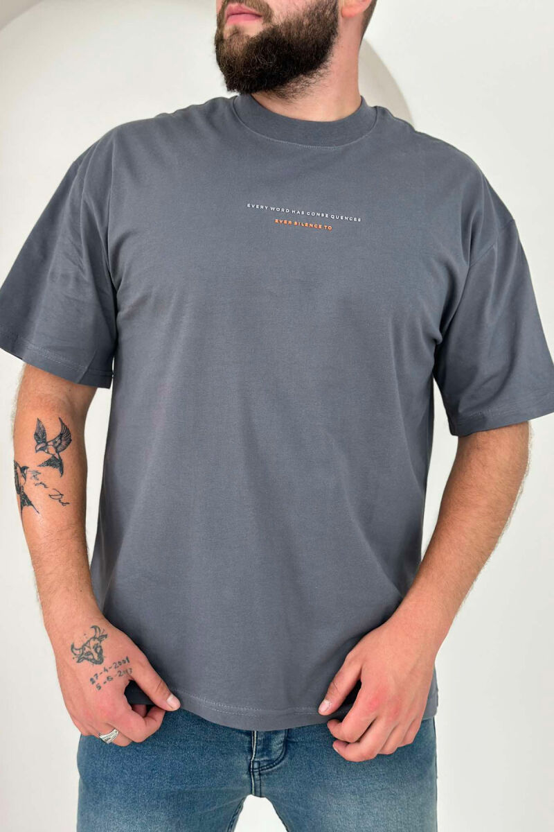 SMALL FRONT WRITTINGS MEN T-SHIRT DARK GREY/GEE - 1