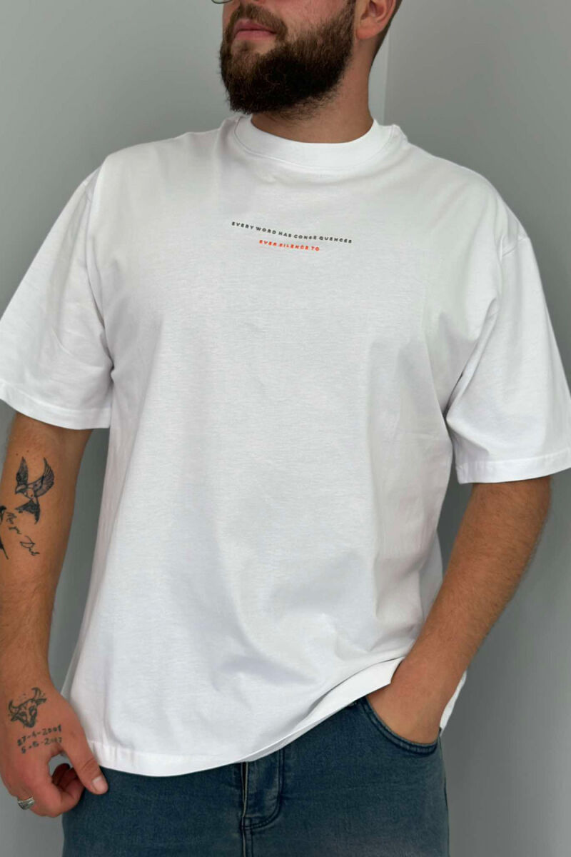 SMALL FRONT WRITTINGS MEN T-SHIRT WHITE/GREY-BAGR - 1