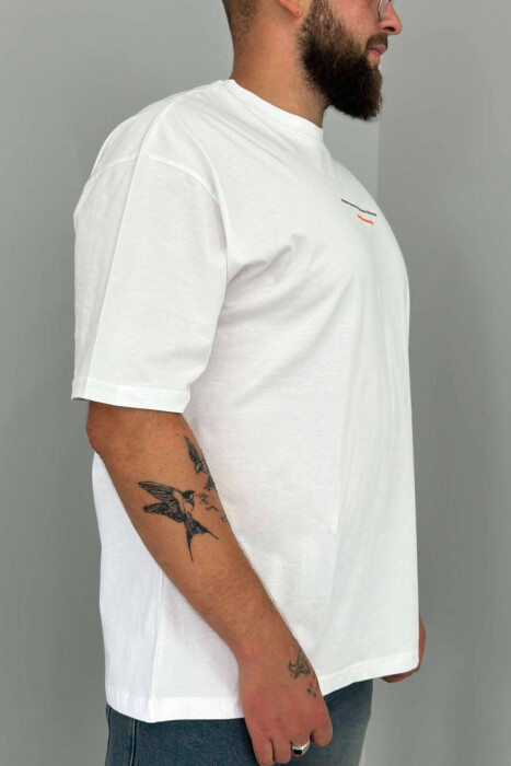 SMALL FRONT WRITTINGS MEN T-SHIRT WHITE/GREY-BAGR - 3