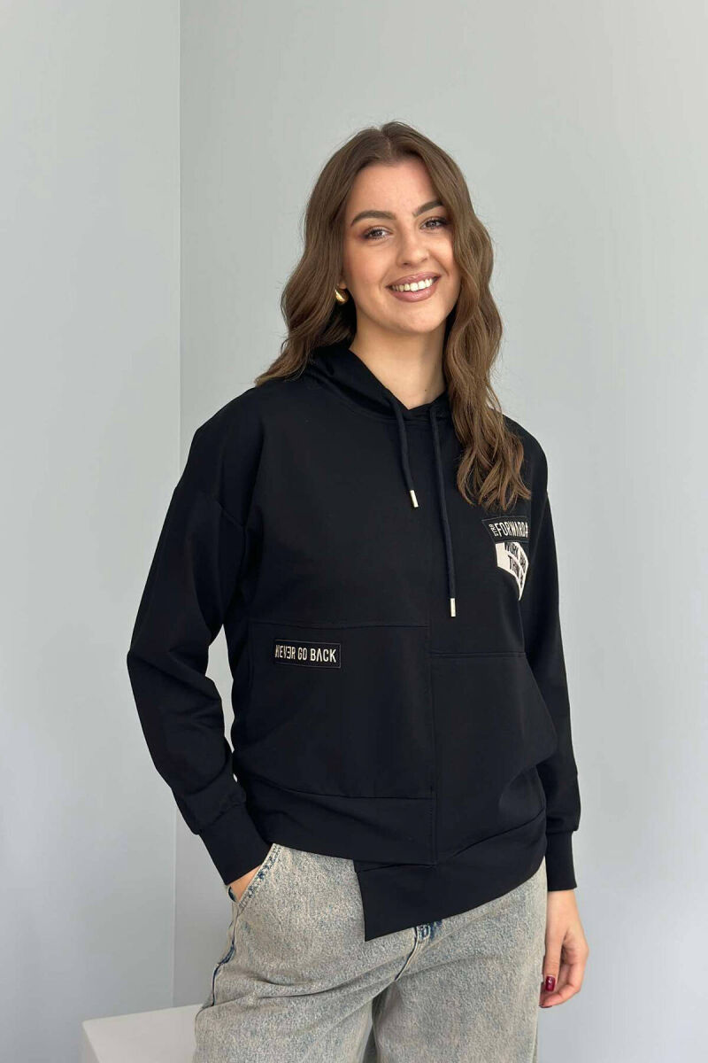 SMALL FRONT WRITTINGS WOMEN HOODIE BLACK/ E ZEZE - 1