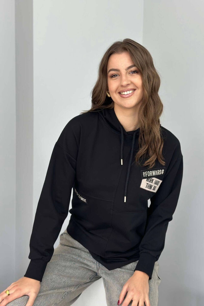 SMALL FRONT WRITTINGS WOMEN HOODIE BLACK/ E ZEZE - 3