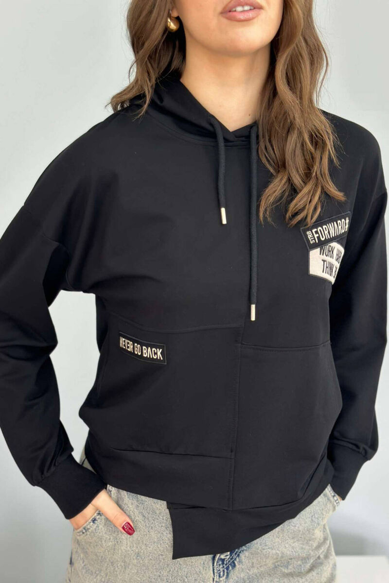 SMALL FRONT WRITTINGS WOMEN HOODIE BLACK/ E ZEZE - 5
