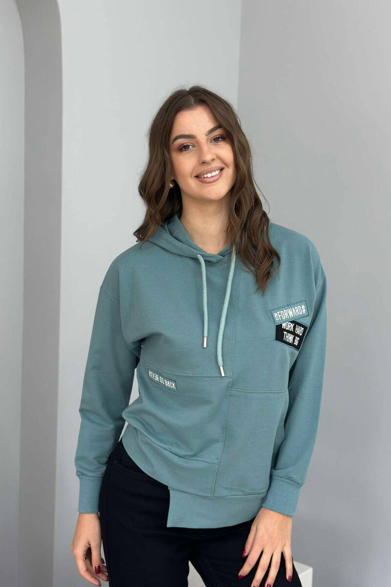 SMALL FRONT WRITTINGS WOMEN HOODIE MINT/MENTE - 1