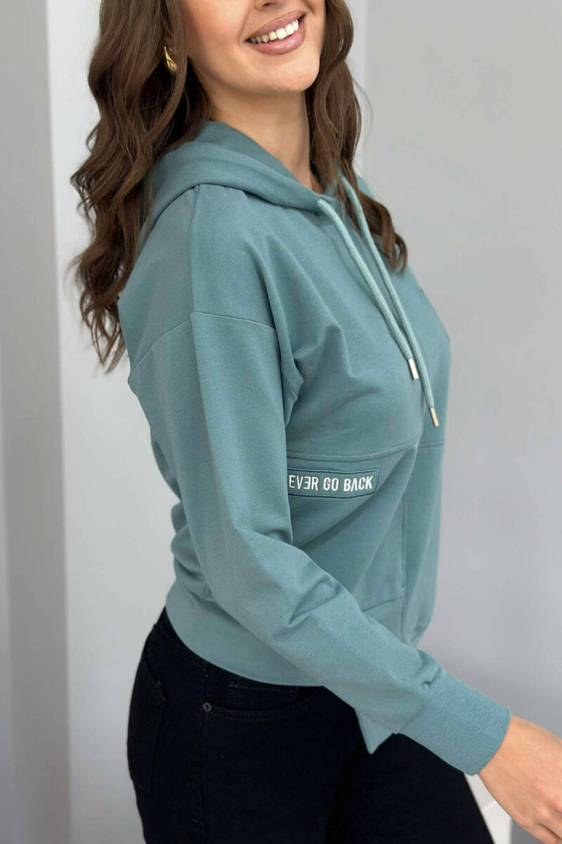 SMALL FRONT WRITTINGS WOMEN HOODIE MINT/MENTE - 3