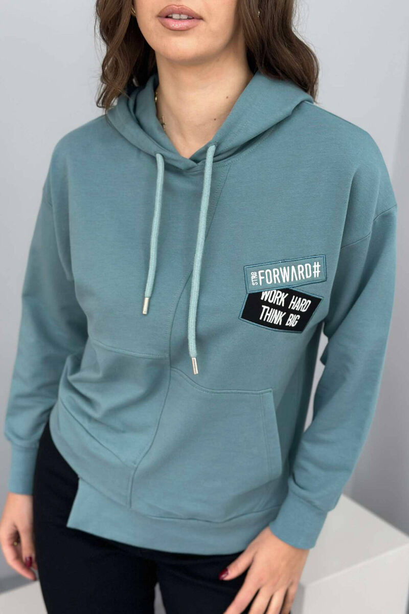 SMALL FRONT WRITTINGS WOMEN HOODIE MINT/MENTE - 4