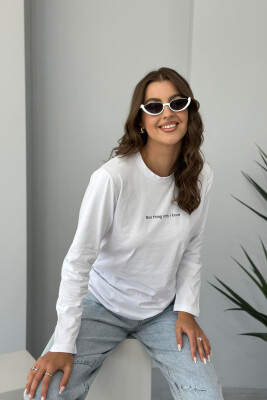 SMALL FRONT WRITTINGS WOMEN SWEATSHIRT WHITE-E BARDHE 