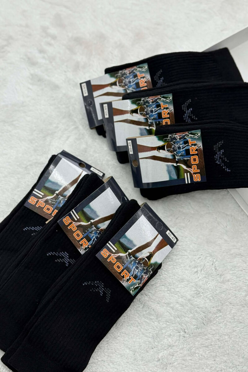 SMALL LOGO 6 PAIR MEN SOCKS BLACK/ E ZEZE - 1
