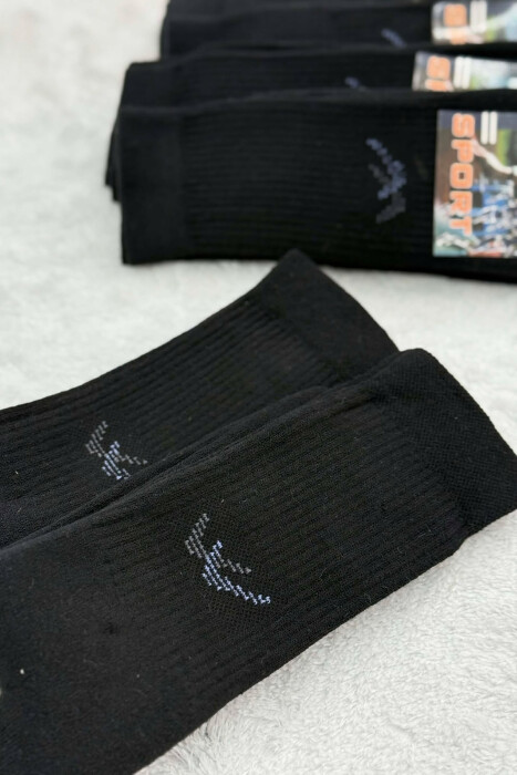 SMALL LOGO 6 PAIR MEN SOCKS BLACK/ E ZEZE - 4