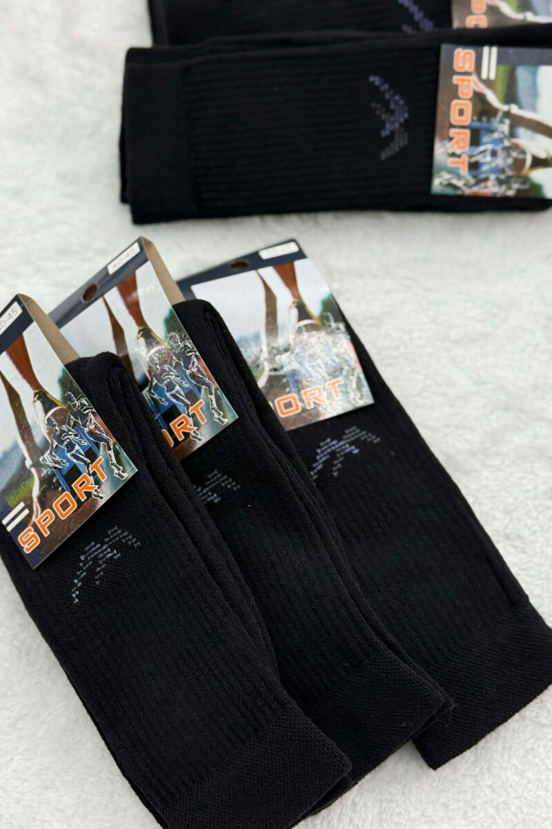 SMALL LOGO 6 PAIR MEN SOCKS BLACK/ E ZEZE - 6