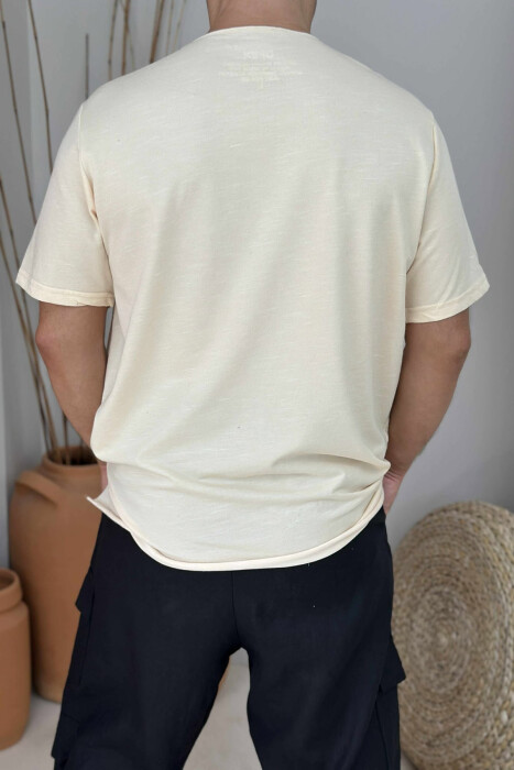 SMALL LOGO ONE COLOR MEN T-SHIRT BEIGE/BEZHE - 3