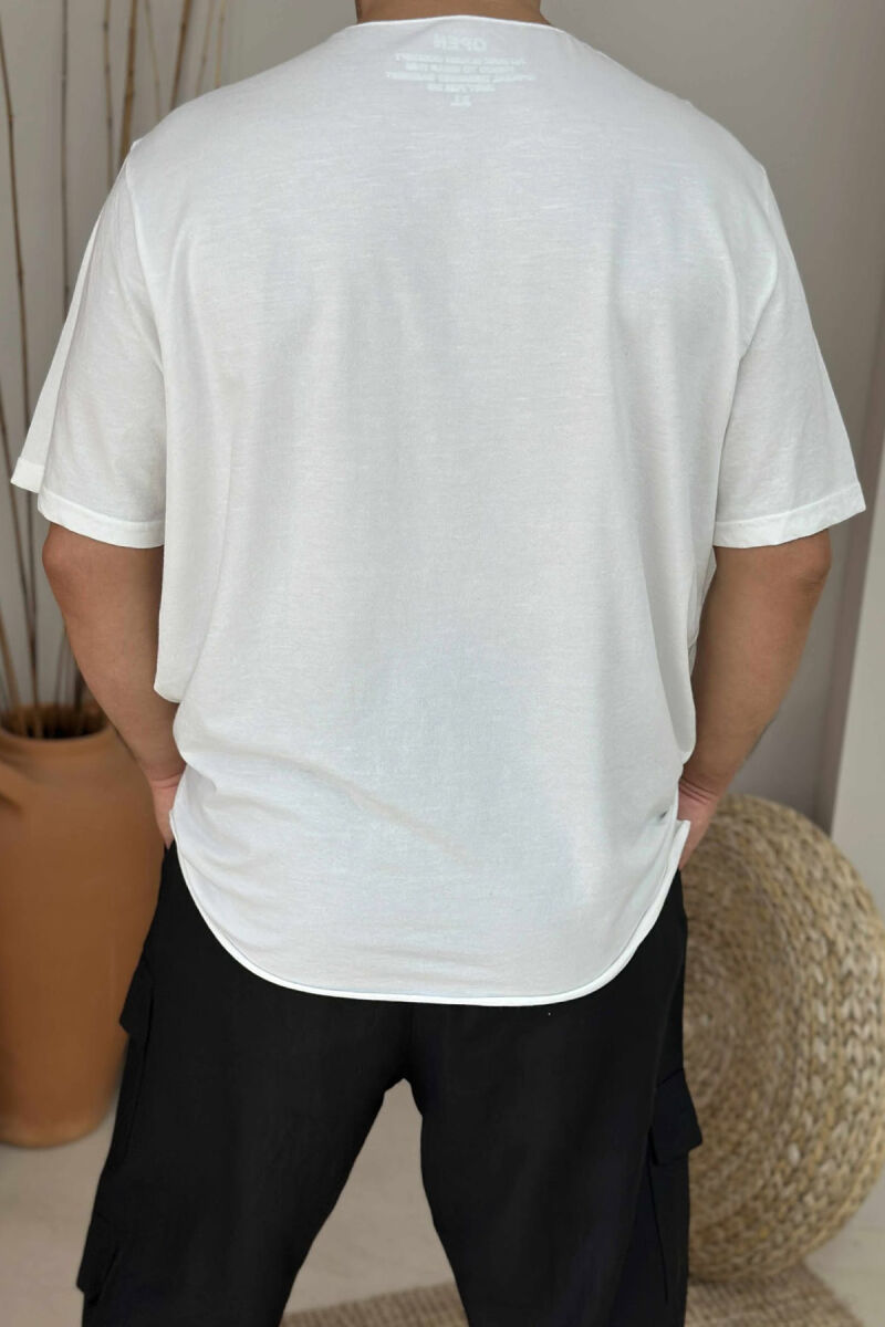 SMALL LOGO ONE COLOR MEN T-SHIRT WHITE-E BARDHE - 2