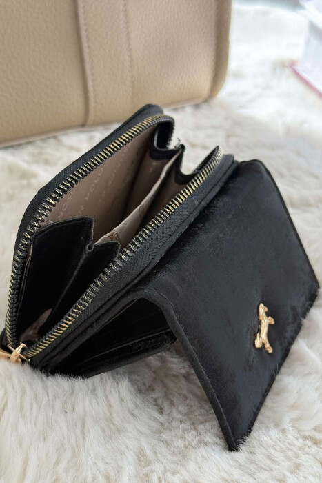 SMALL LOGO ONE COLOR SIMPLE WOMEN WALLET BLACK/ E ZEZE - 4