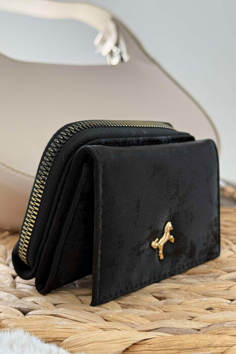 SMALL LOGO ONE COLOR SIMPLE WOMEN WALLET BLACK/ E ZEZE 