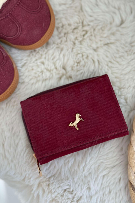 SMALL LOGO ONE COLOR SIMPLE WOMEN WALLET BURGUNDY/VISHNJE 