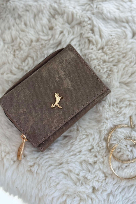 SMALL LOGO ONE COLOR SIMPLE WOMEN WALLET DARK BEIGE/BEZHE ERRET 