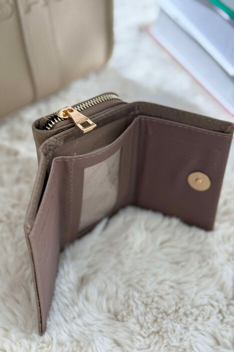 SMALL LOGO ONE COLOR SIMPLE WOMEN WALLET DARK BEIGE/BEZHE ERRET - 3