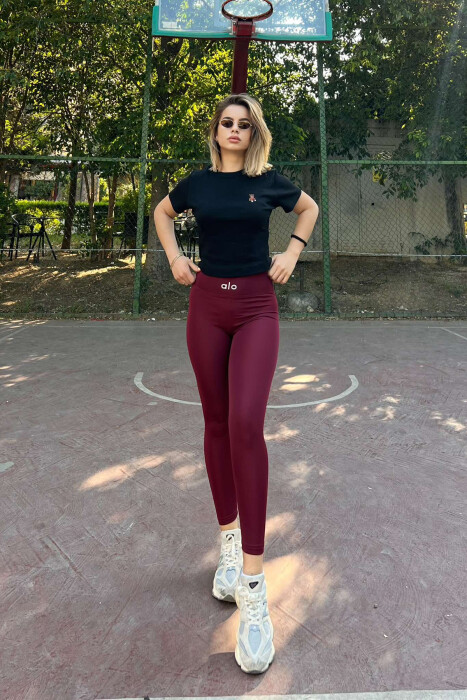 SMALL LOGO ONE COLOR WOMEN LEGGINGS BURGUNDY/VISHNJE - 1