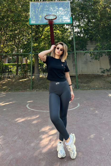 SMALL LOGO ONE COLOR WOMEN LEGGINGS DARK GREY/GEE - 1