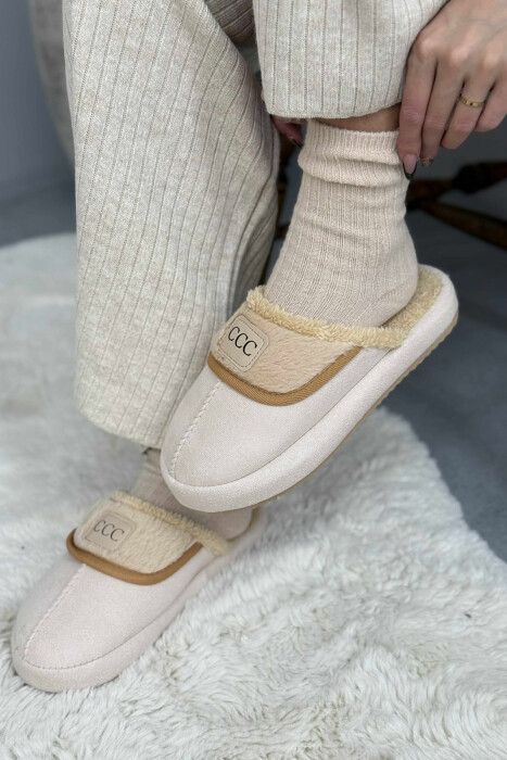 SMALL LOGO ONE COLOR WOMEN SLIPPERS BEIGE/BEZHE 