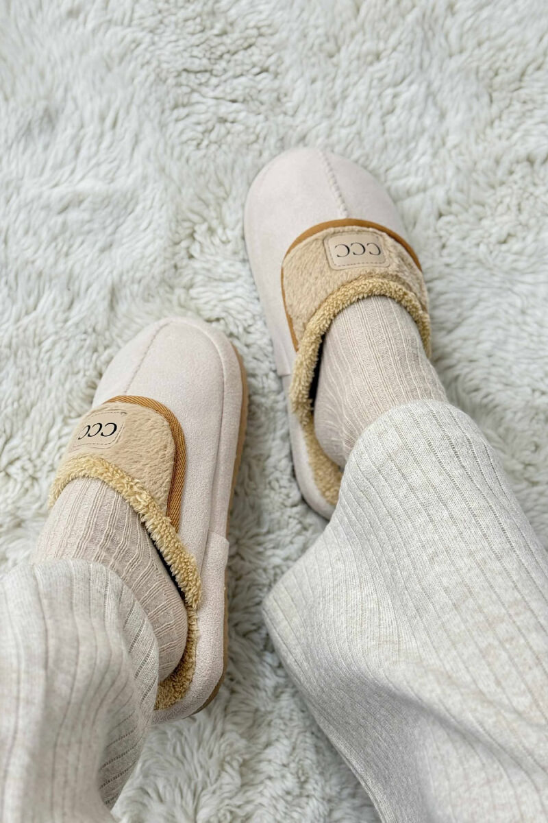 SMALL LOGO ONE COLOR WOMEN SLIPPERS BEIGE/BEZHE - 3