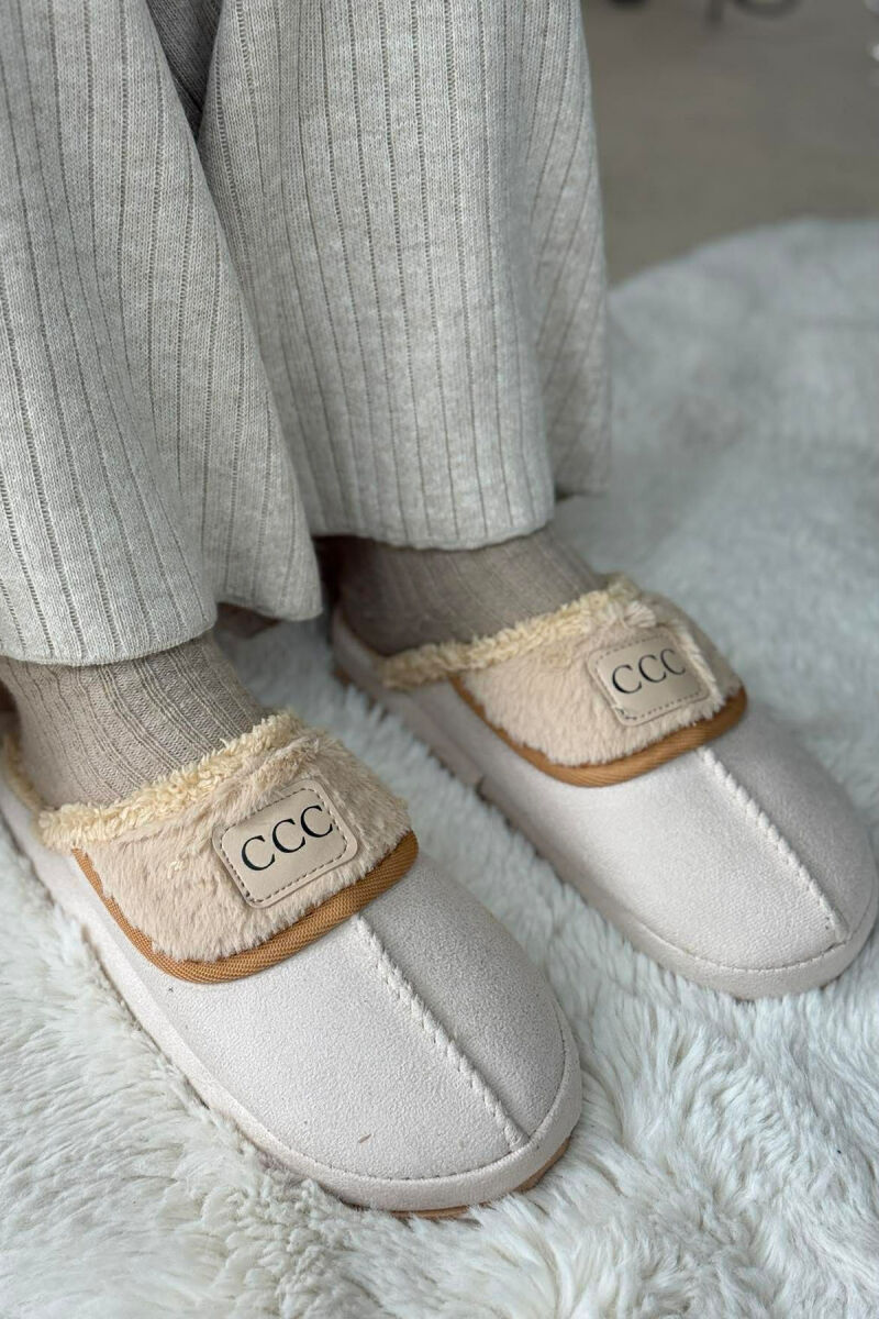 SMALL LOGO ONE COLOR WOMEN SLIPPERS CREAM/KREM - 2