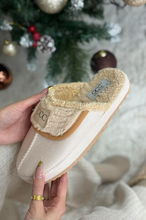 SMALL LOGO ONE COLOR WOMEN SLIPPERS CREAM/KREM - 5