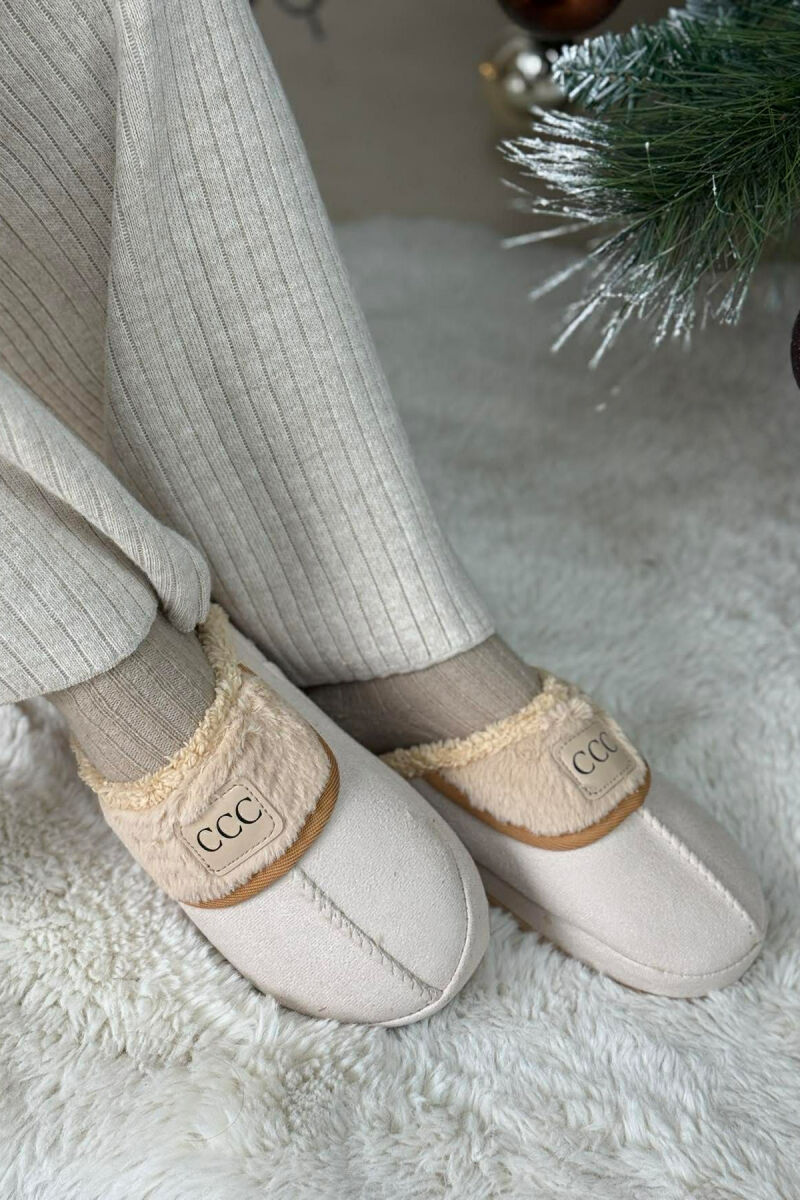 SMALL LOGO ONE COLOR WOMEN SLIPPERS CREAM/KREM - 6