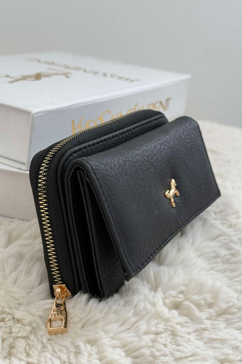 SMALL LOGO ONE COLOR WOMEN WALLETS BLACK/ E ZEZE - 4