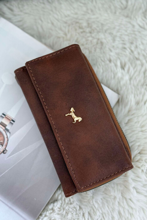 SMALL LOGO ONE COLOR WOMEN WALLETS BROWN/KAFE - 4