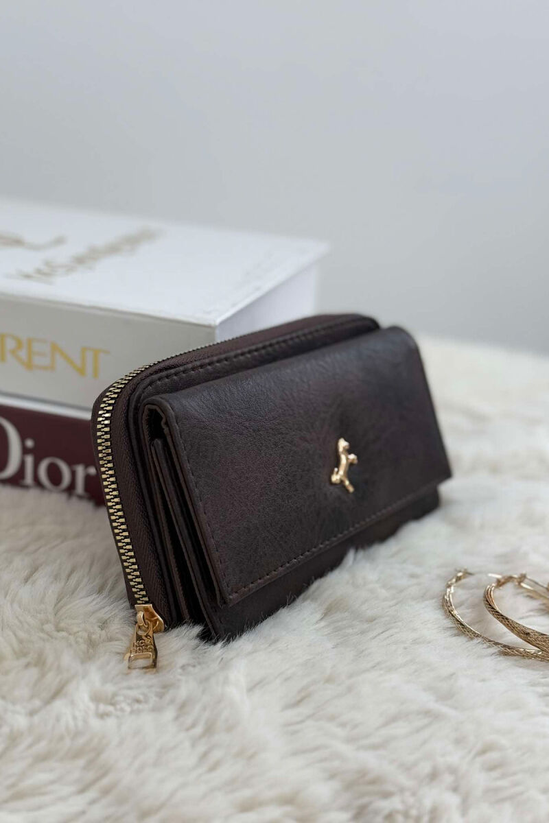 SMALL LOGO ONE COLOR WOMEN WALLETS DARK BROWN/KAE - 2